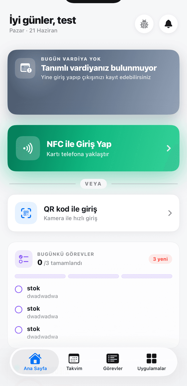 Nord Shift giriş-çıkış takibi — konum doğrulamalı mesai