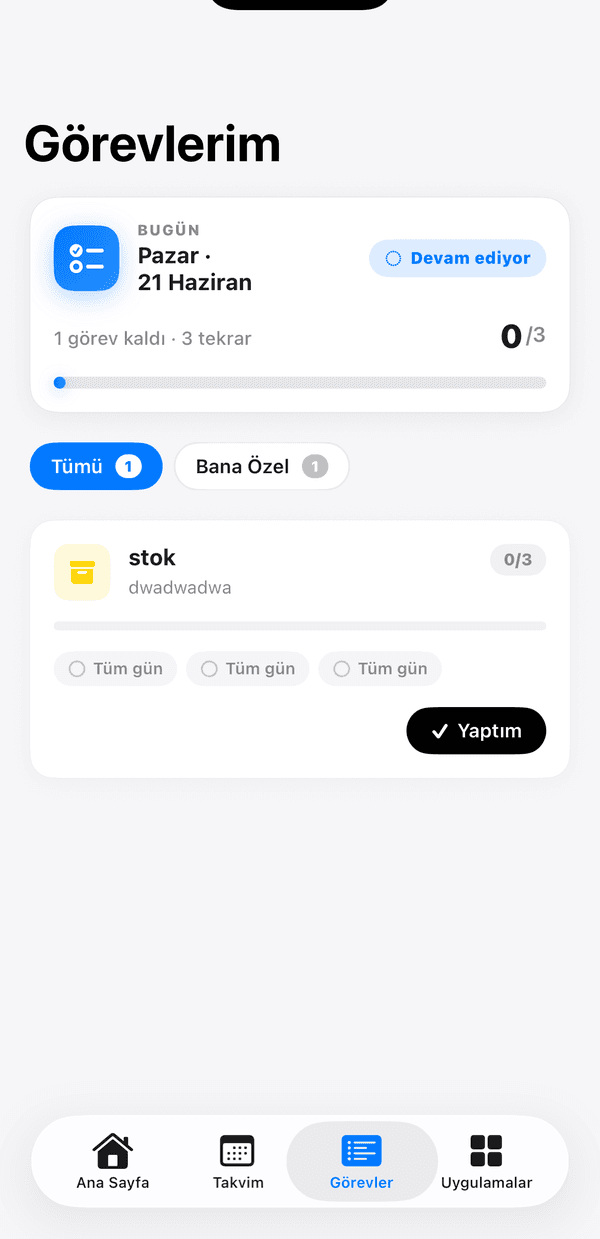 Nord Shift görev takibi — günlük görev listesi